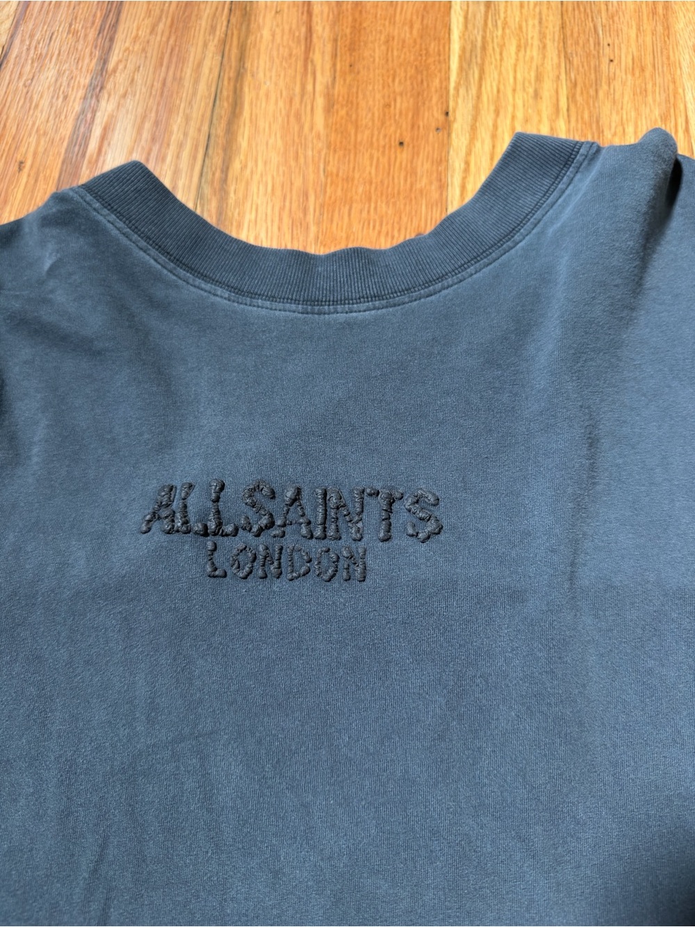 All Saints Men Charcoal Gray Embroidered Logo Sweatshirt